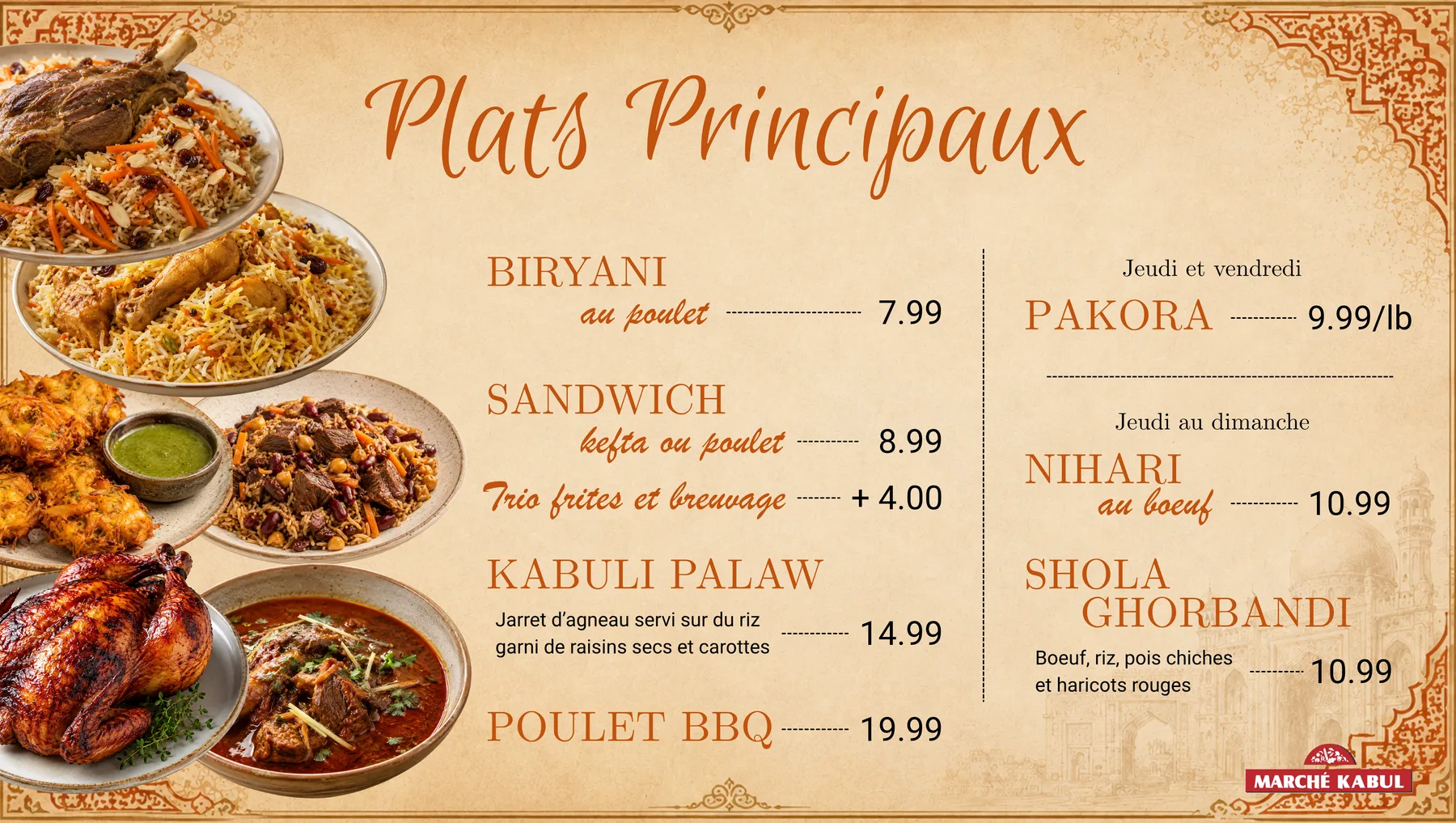 Menu Marché Kabul — page 2